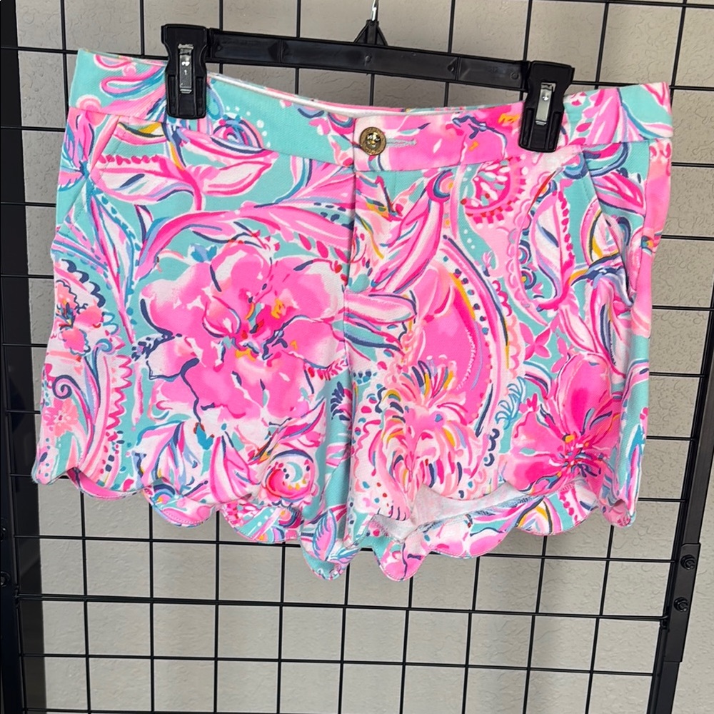 Lilly Pulitzer Pink and Blue Floral High Waist Shorts